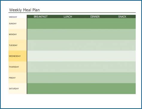 Free Printable Meal Plan Template Excel