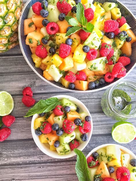 Fruit Salad With Honey Lime Mint Dressing