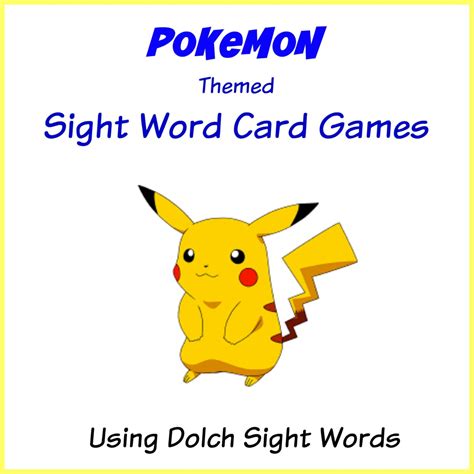 Pokemon Themed Sight Word Card Games Dolch Sight Words Etsy