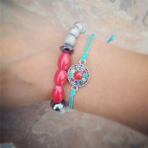 Items Similar To Bohemian Turquoise And Coral Bracelet Set On Etsy