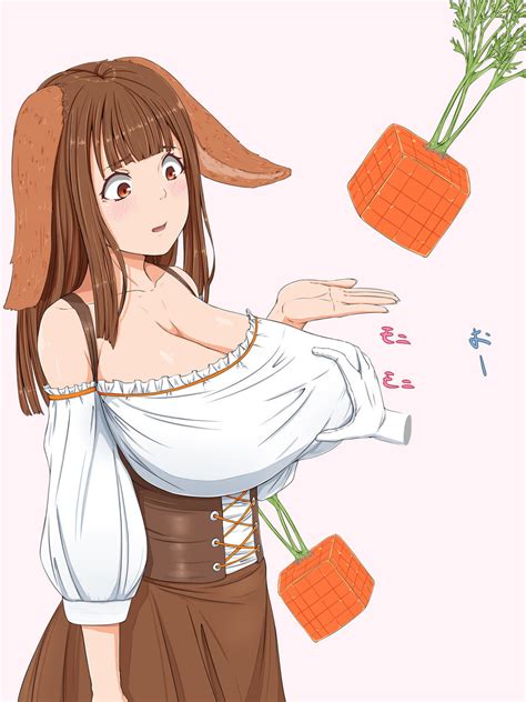 Rule 34 1girls Big Breasts Brown Hair Carrot Caramel Batake Clothed Clothing Cute Female Hand
