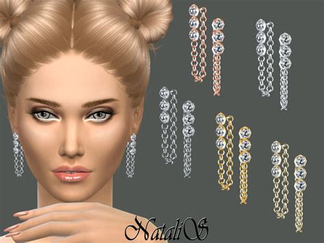 Crystals And Chain Drop Earrings By Natalis At Tsr Sims 4 Updates