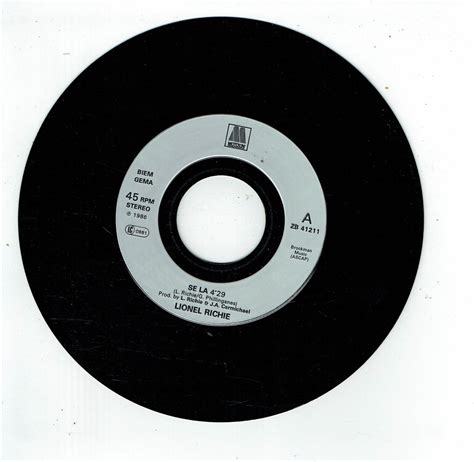 Lionel Richie Vinyl 45 Rpm 7 Se La Serves You Right Motown 41211