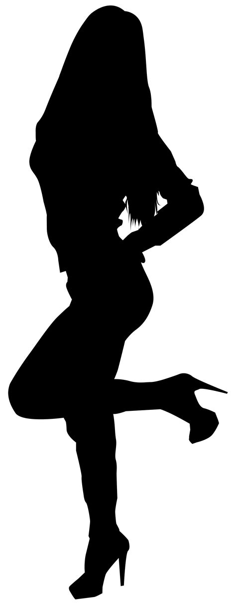 The Silhouette Of A Woman In High Heeled Shoes With Her Hand On Her Head