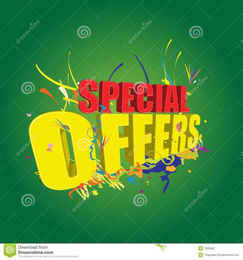 Special Offers 3D On Green Background Stock Photography - Image: 7650662