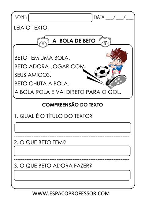 Atividade 1º Ano Leitura E Interpretação Espaço Do Professor