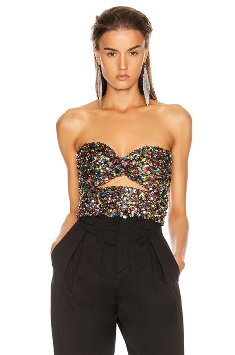 Attico Sequin Strapless Top In Multicolor Fwrd