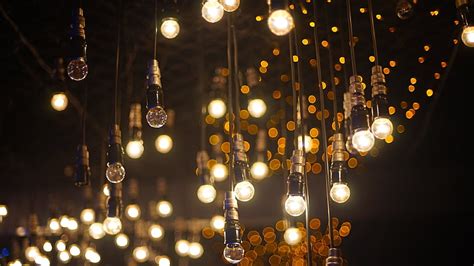 Hd Wallpaper Yellow And White String Lights Tree Garlands Street