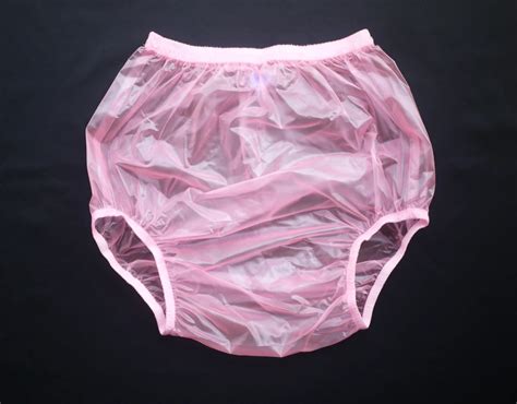 abdl haian volwassen incontinentie pull on plastic broek kleur transparant roze 3 pack