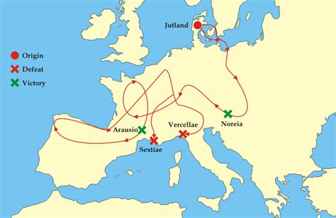 Migration Route Of The Germanic Tribes Of The Maps On The Web
