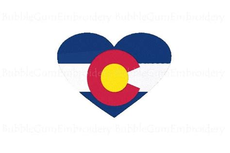 Colorado Flag Heart Embroidery Design Instant Download Etsy