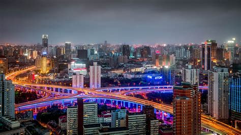Building China City Huangpu Night Panorama Road Shanghai HD Travel ...