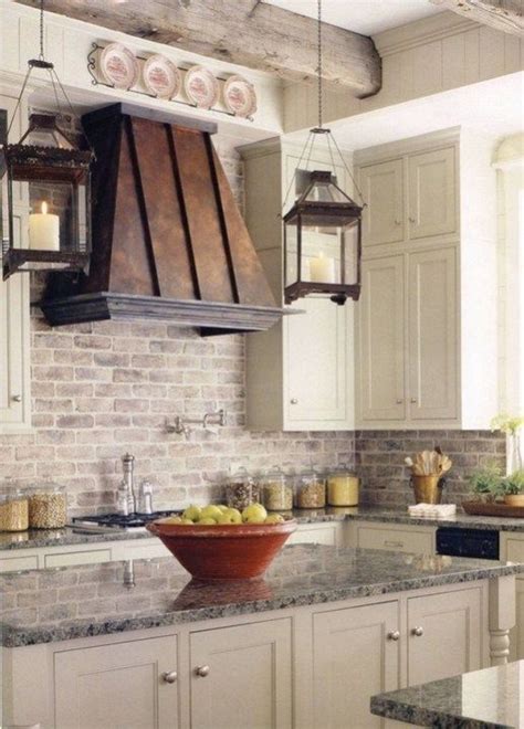 French Country Kitchen Cream Cabinets With Tile Backsplash Rustic