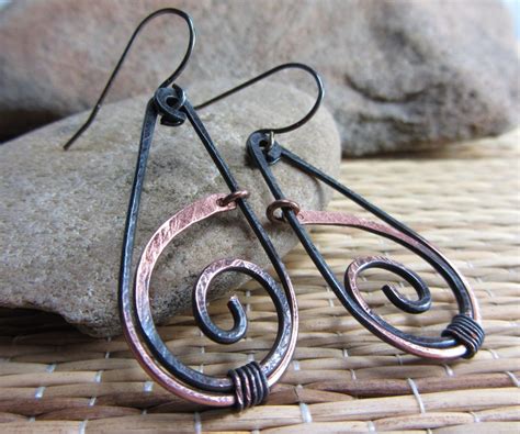 Hammered Copper Earrings Handmade Jewelry Copper For Women Etsy