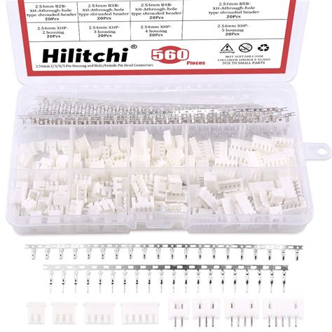 Hilitchi 560Pcs 2.54mm 2/3/4/5 Pin Housing and Male/Female Pin Head ...