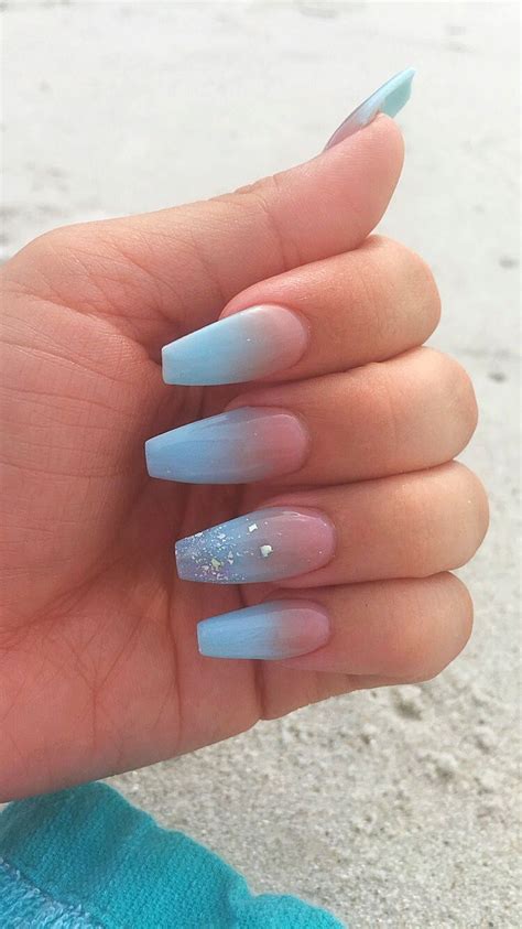 Light Blue Nails Blue Ombre Nails Ombre Acrylic Nails Long Acrylic