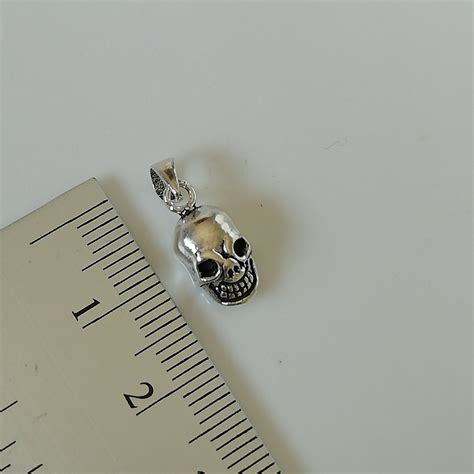 ︎ Sterling Silver Tiny Skull Pendant Charm ︎ Size 6 X 14 Mm ︎ This