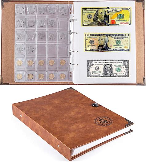 Ettonsun Leather 150 Pockets Coin Collecting Holder Album