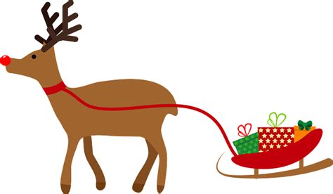 Reindeer Sled With Christmas Ts Clipart Free Download Transparent