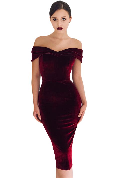 Wine Red Off Shoulder Ruched Velvet Party Dress Lc610980 1199 Cheap Colored Contacts