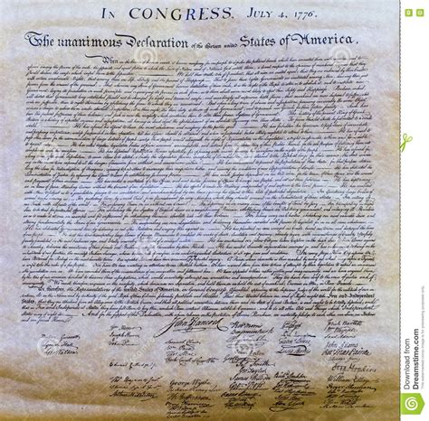 Declaration Of Independence 4th July 1776 Close Up Stock Image Image