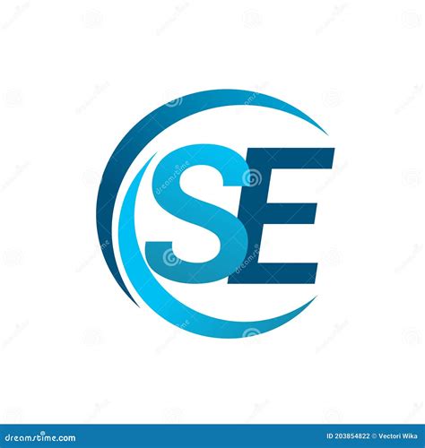Initial Letter Se Logotype Company Name Blue Circle And Swoosh Design