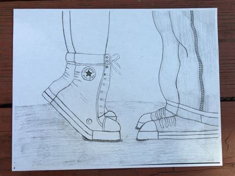 Drawing Of A Couple Wearing Converse By Leah Thompson Art