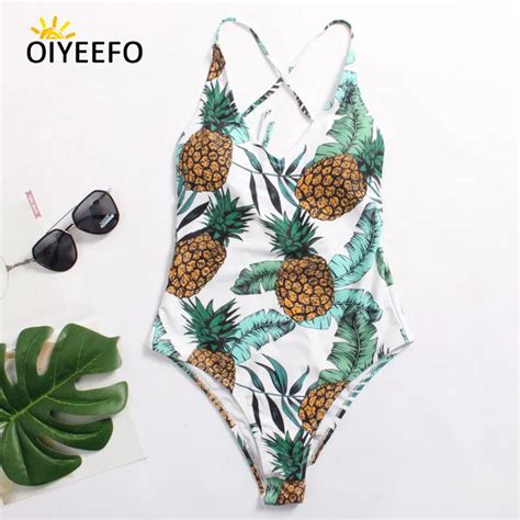 Oiyeefo Chic Pineapple Swimsuit One Piece Bathing Suits Women Plus Size