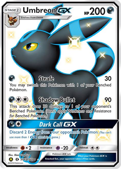 Umbreon Gx Sv69sv94 Sm Hidden Fates Holo Full Art Shiny Ultra Rare Pokemon Card Near Mint Tcg