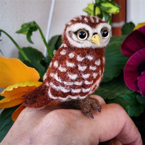 Needle Felted Owl Needle Felted Bird Owl Soft Sculpture