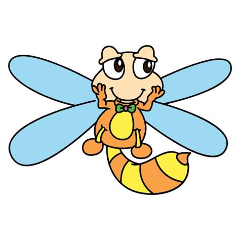 Cute Cartoon Dragonfly White Background Childrens Prints Shirt Color