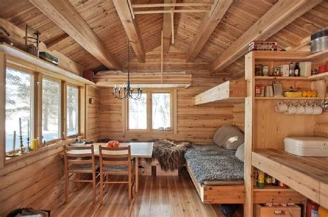 Warm Wooden Cabin Interior Idea Tiny Cabins Wooden Cabins Tiny House