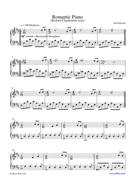 Romantic Piano Sheet Music Jim Paterson Piano Solo