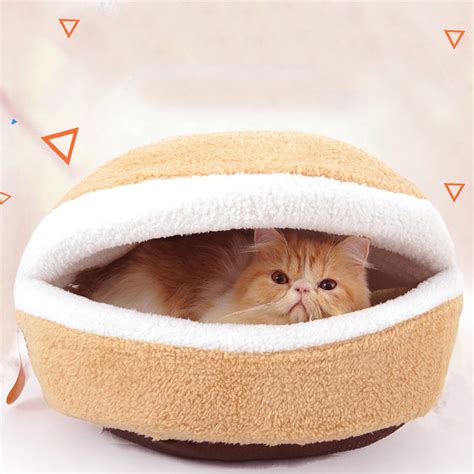 Buy Cute Hamburger Shape Cat Nest Bed Winter Warm Cat