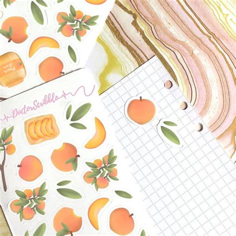 Peaches Sticker Sheet Cute Aesthetic Spring Peaches Planner Etsy In