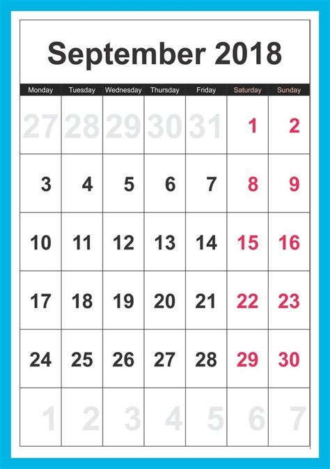 September Calendar Template Calendar Template September Calendar