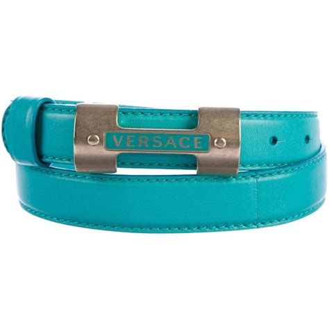 Pre Owned Versace Leather Logo Belt 6230 Mkd Liked On Polyvore
