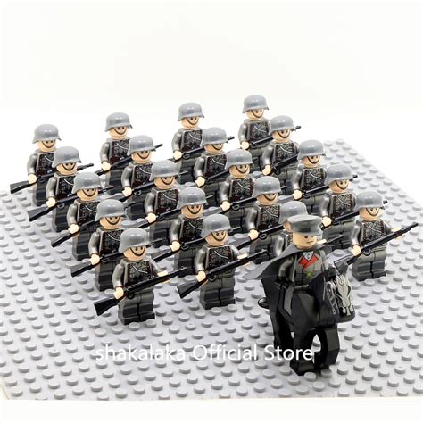 Mainan Lego 21pcs Officer Soldier Ww2 German Army Horse Troop Military