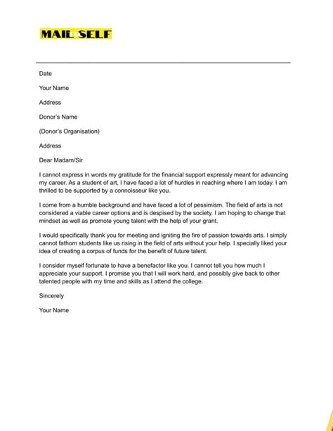 Thank You Letter For College Grant How To Templates And Examples Mail