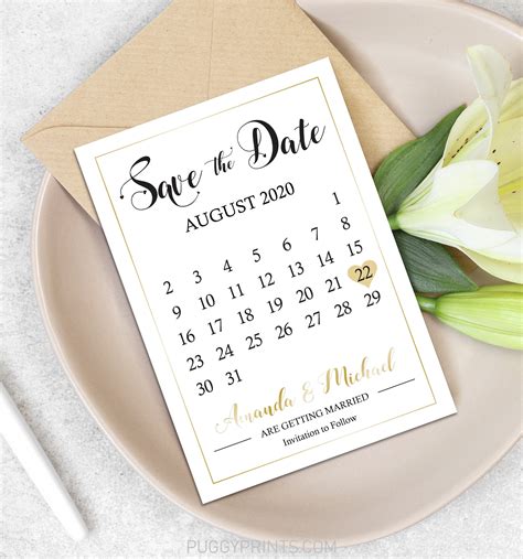 Editable Calendar Save The Date Template Save The Date Cards Etsy