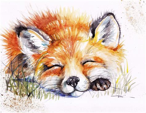 Fox Watercolour Painting Fox Watercolour Print Wildlife Art Etsy