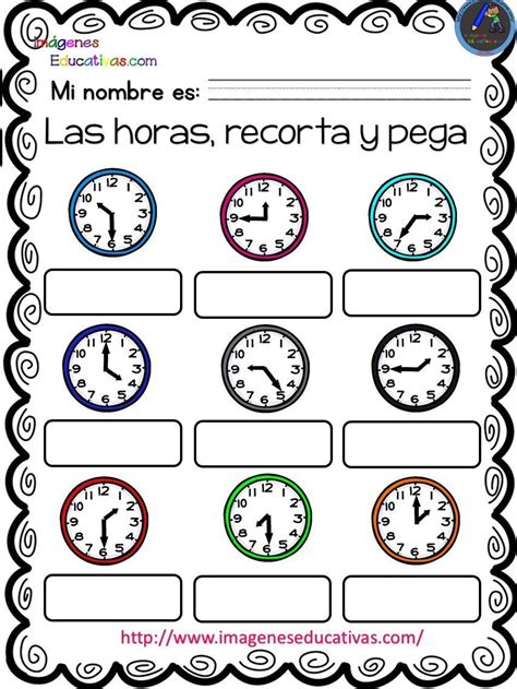 Fichas Relojes 2 Fichas Imagenes Educativas Y Aprender La Hora
