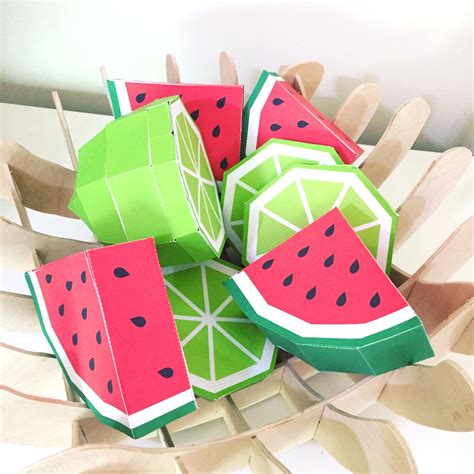 Fun Fruits Illustarted 3d Papercraft 6 You Get Colored Pdf Digital