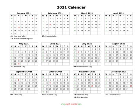 2021 Editable Yearly Calendar Calendar Template Printable
