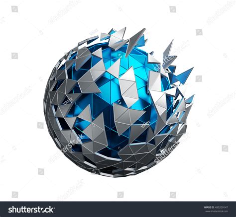 Abstract 3d Rendering Low Poly Sphere Stock Illustration 485209147