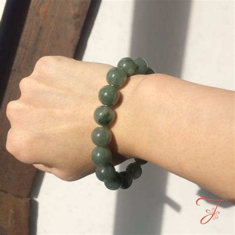 Grade A Burma Green Jade Jadeite Beaded Bracelet Certified Grade A