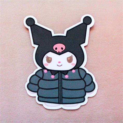 Emo Kitty In Puffer Jacket Sticker Cute Stickers Kawaii Etsy