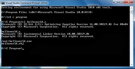 Compiling A C Program With Visual Studio Command Prompt