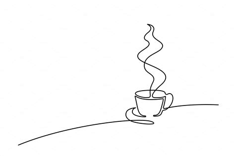 Line Drawing Of Cup Of Coffee ~ Illustrations ~ Creative Market