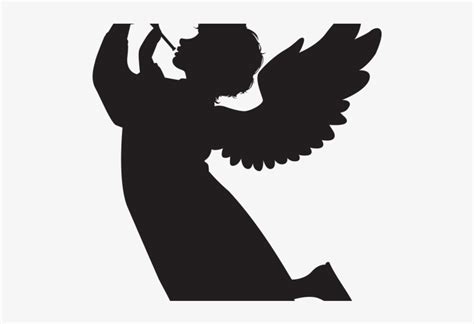 Christmas Angel With Horn Silhouette